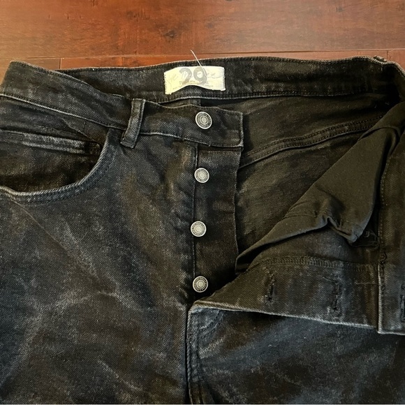 FREE PEOPLE We The Free High Rise Flare Denim Black Jeans Button Fly Size 29 - Picture 4 of 9